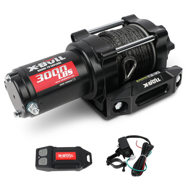 X-BULL 12V 2S Series Electric Winch 3000LBS 15M Synthetic Rope ATV UTV Boat Trailer Winch