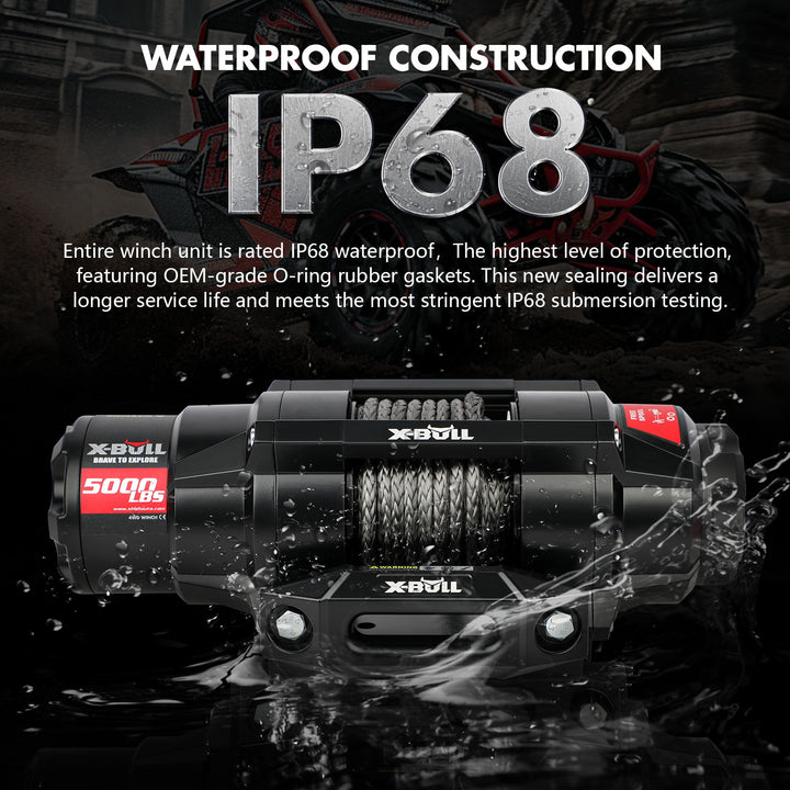 X - BULL 12V 2S Series Electric Winch 5000LBS 15M Synthetic Rope ATV UTV Boat Trailer Winch