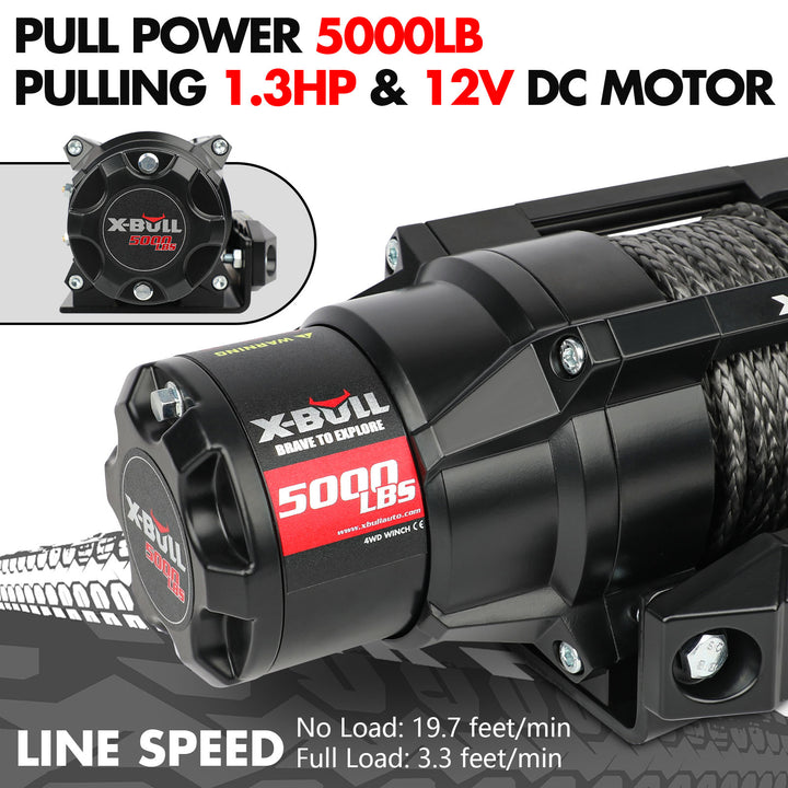 X - BULL 12V 2S Series Electric Winch 5000LBS 15M Synthetic Rope ATV UTV Boat Trailer Winch