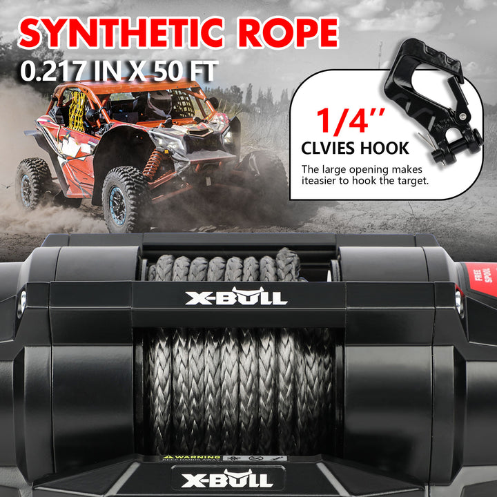 X - BULL 12V 2S Series Electric Winch 5000LBS 15M Synthetic Rope ATV UTV Boat Trailer Winch