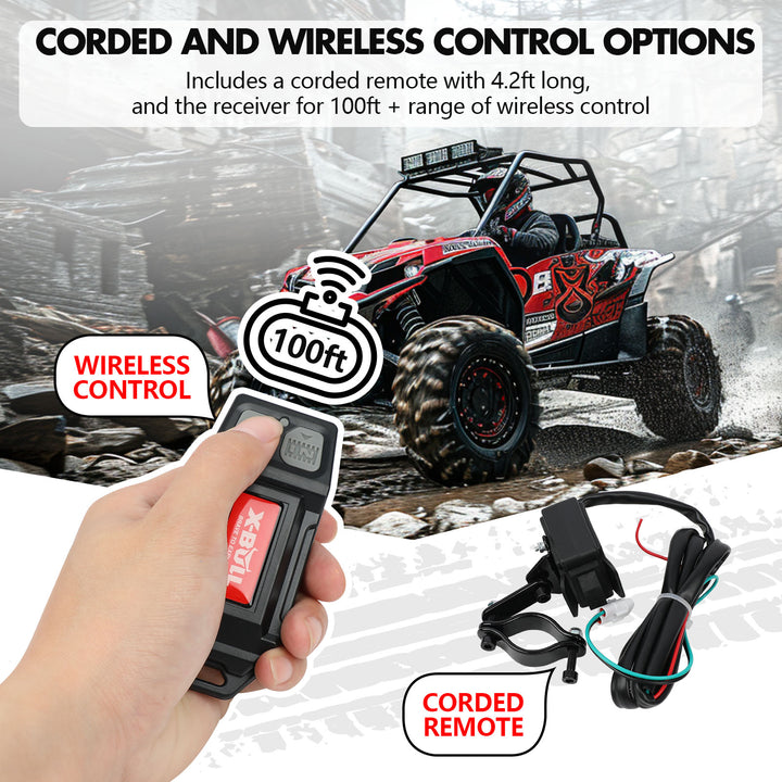 X - BULL 12V 2S Series Electric Winch 5000LBS 15M Synthetic Rope ATV UTV Boat Trailer Winch