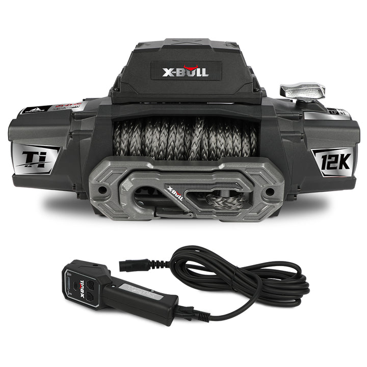 X - BULL Electric Winch Ti 12000 LBS 12V Synthetic Rope SUV Jeep Truck 4WD
