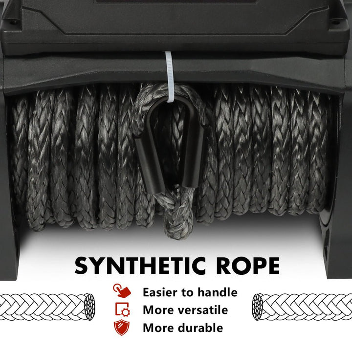 X - BULL Electric Winch Ti 12000 LBS 12V Synthetic Rope SUV Jeep Truck 4WD