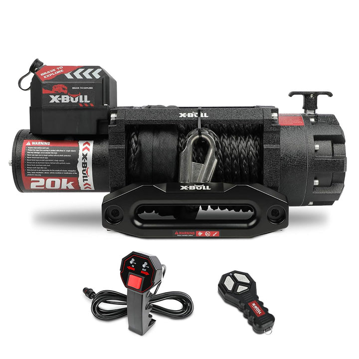X - BULL Electric Winch 20000 LBS 12V Synthetic Rope SUV Jeep Truck 4WD