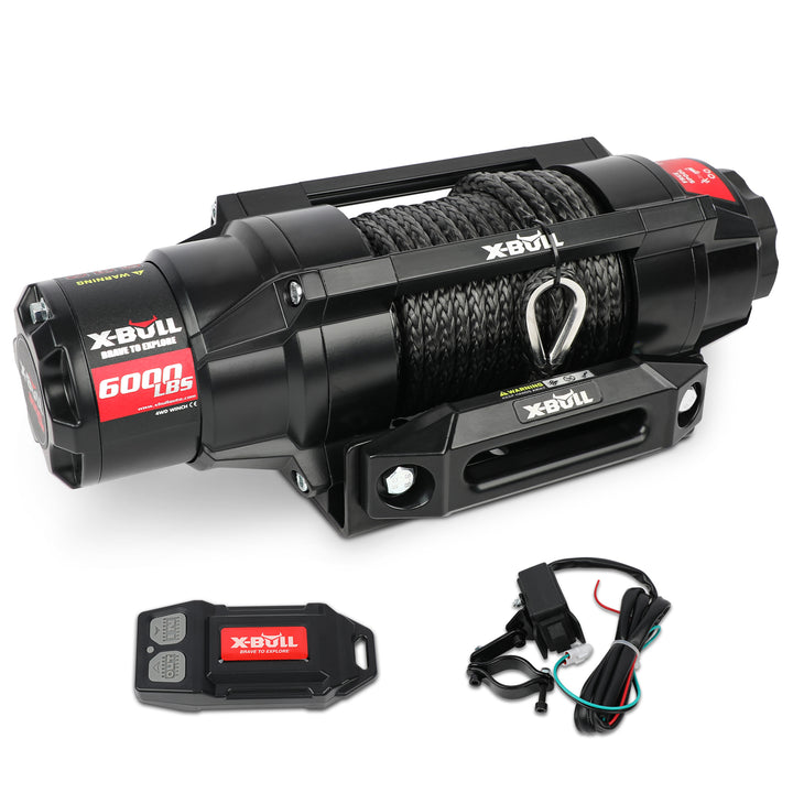 X - BULL 12V 2S Series Electric Winch 6000LBS 15M Synthetic Rope ATV UTV Boat Trailer Winch