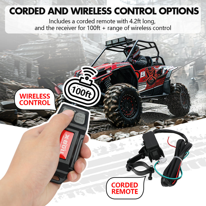 X - BULL 12V 2S Series Electric Winch 6000LBS 15M Synthetic Rope ATV UTV Boat Trailer Winch
