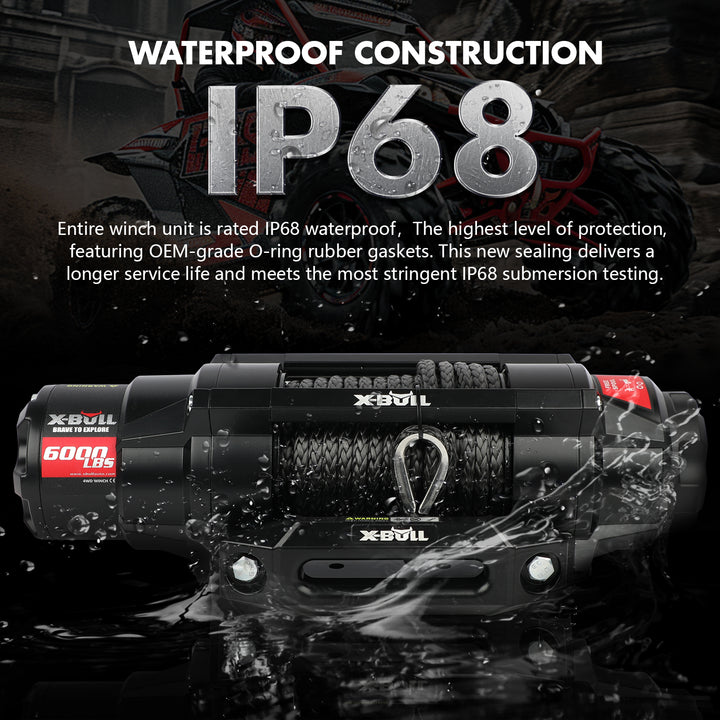 X - BULL 12V 2S Series Electric Winch 6000LBS 15M Synthetic Rope ATV UTV Boat Trailer Winch