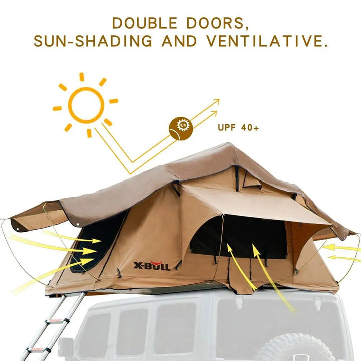X-BULL 3 Person Magtower Roof Top Tent with Ladder & Mattress - X-BULL
