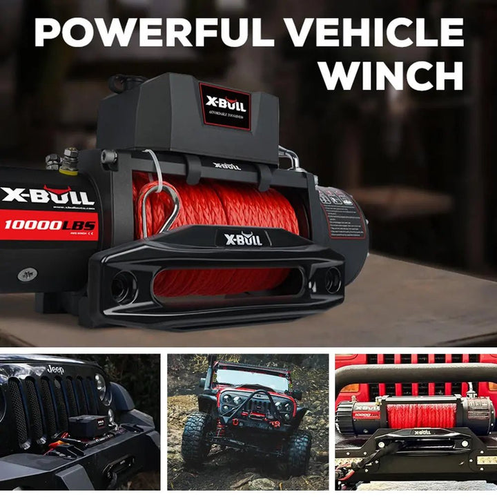 X-BULL Electric Winch 10000 LBS 12V Synthetic Rope SUV Jeep Truck 4WD - X-BULL