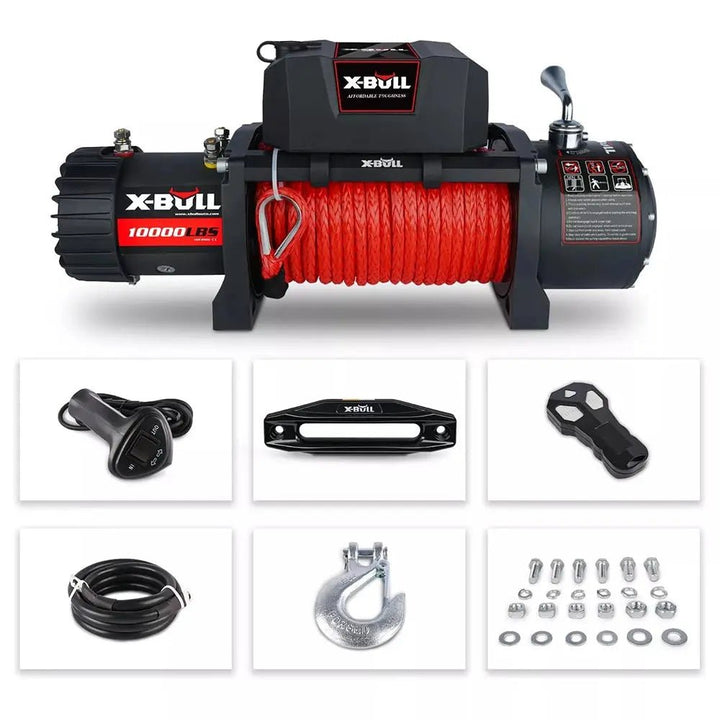 X-BULL Electric Winch 10000 LBS 12V Synthetic Rope SUV Jeep Truck 4WD - X-BULL