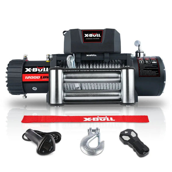 X-BULL Electric Winch 12000 LBS 12V Steel Cable SUV Jeep Truck 4WD - X-BULL