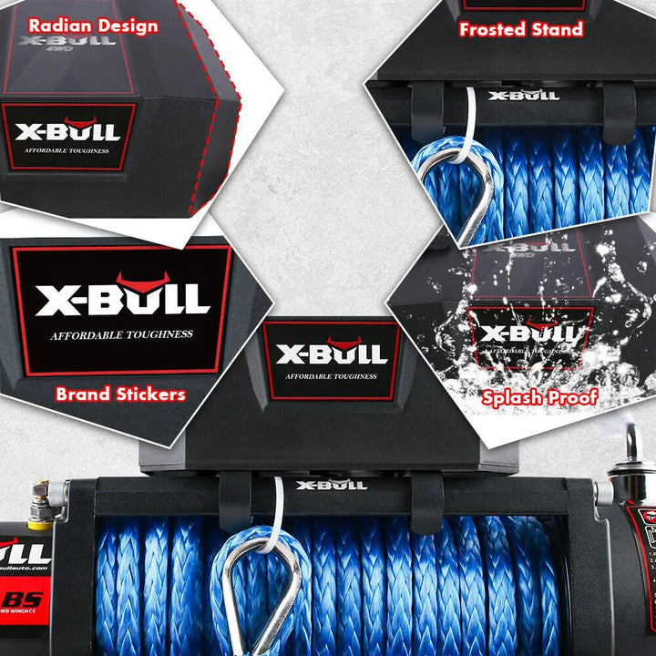 X-BULL Electric Winch 12000 LBS 12V Synthetic Rope SUV Jeep Truck 4WD - X-BULL