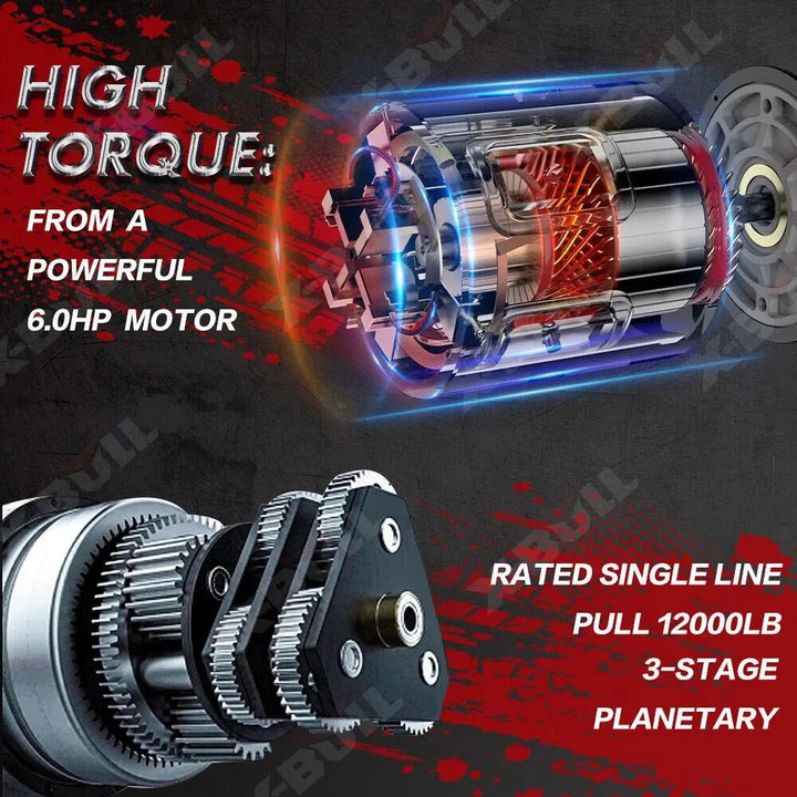 X-BULL Electric Winch 12000 LBS 12V Synthetic Rope SUV Jeep Truck 4WD - X-BULL