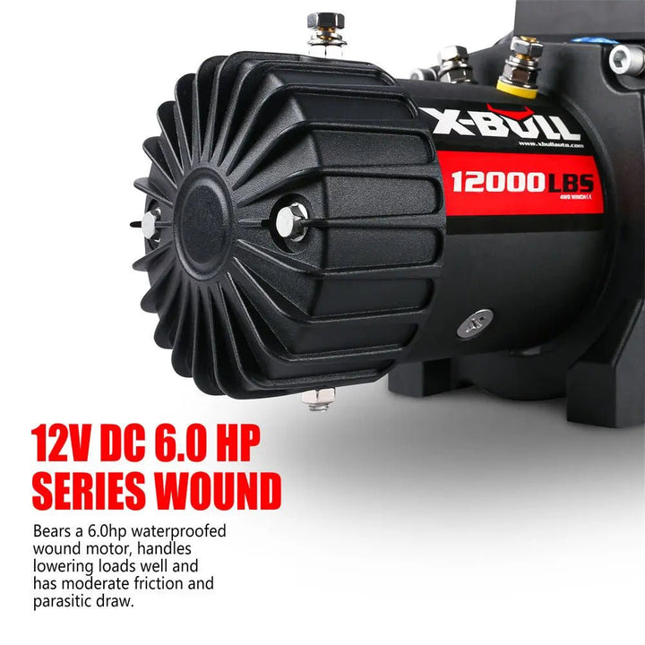 X-BULL Electric Winch 12000 LBS 12V Synthetic Rope SUV Jeep Truck 4WD - X-BULL