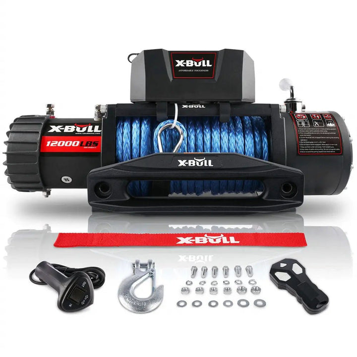 X-BULL Electric Winch 12000 LBS 12V Synthetic Rope SUV Jeep Truck 4WD - X-BULL