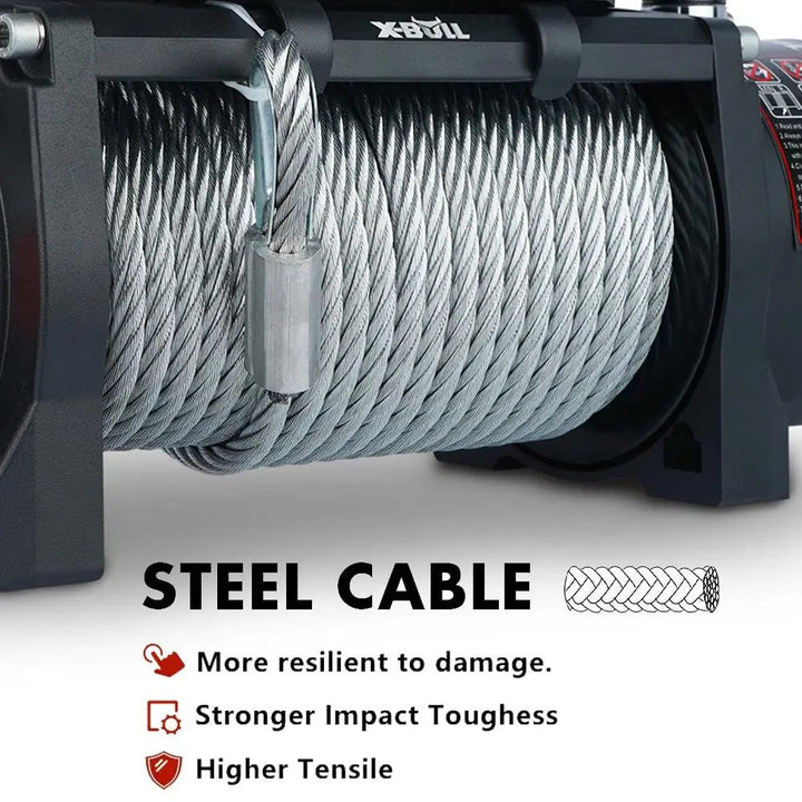 X - BULL Electric Winch 13000 LBS 12V Steel Cable SUV Jeep Truck 4WD