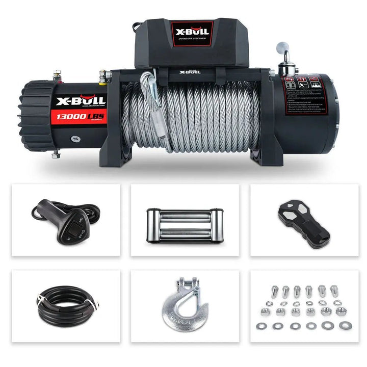 X - BULL Electric Winch 13000 LBS 12V Steel Cable SUV Jeep Truck 4WD