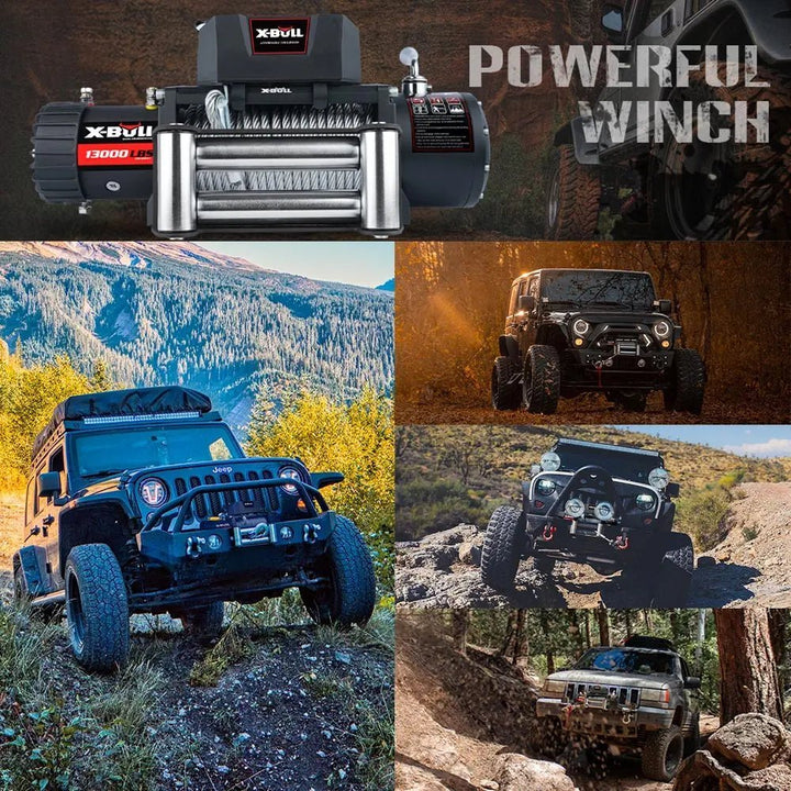 X - BULL Electric Winch 13000 LBS 12V Steel Cable SUV Jeep Truck 4WD