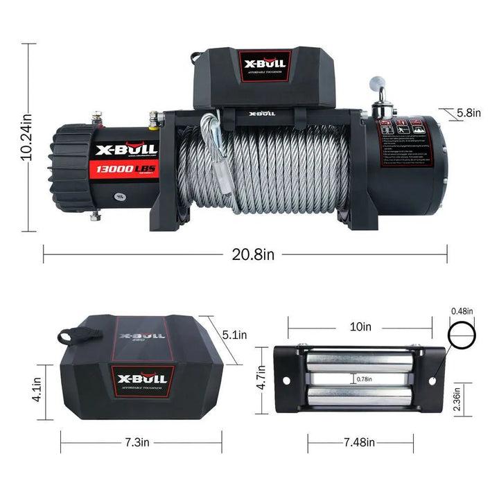 X - BULL Electric Winch 13000 LBS 12V Steel Cable SUV Jeep Truck 4WD