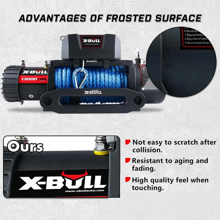 X-BULL Electric Winch 13000 LBS 12V Synthetic Rope SUV Jeep Truck 4WD Blue - X-BULL
