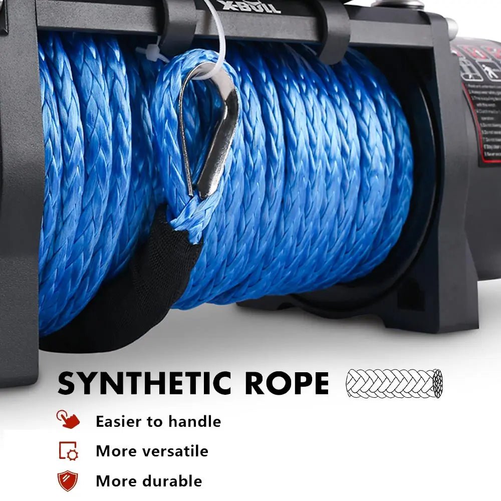 Winch Rope Blue X-BULL Electric Winch 13000 LBS 12V Synthetic Rope SUV Jeep Truck 4WD