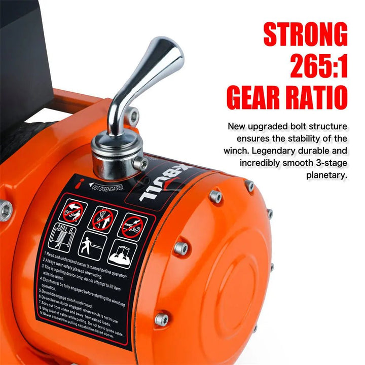X-BULL Electric Winch 13000 LBS 12V Synthetic Rope SUV Jeep Truck 4WD Orange - X-BULL