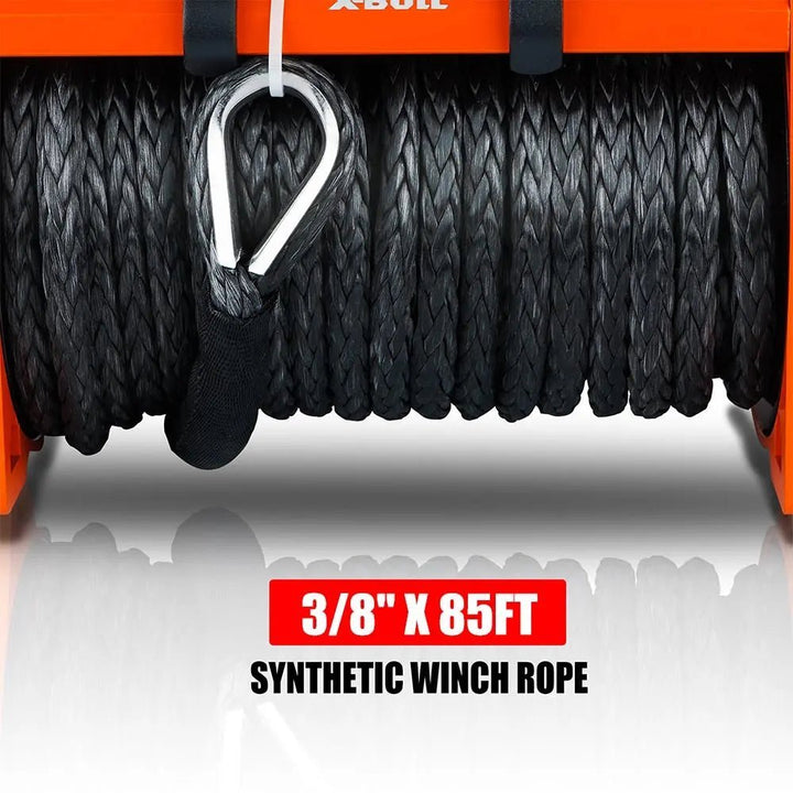 X - BULL Electric Winch 13000 LBS 12V Synthetic Rope SUV Jeep Truck 4WD Orange（test item） - X - BULL