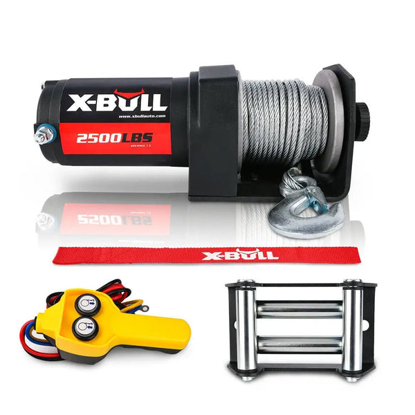 X-BULL Electric Winch 2500 LBS 12V Steel Cable ATV UTV Truck 4WD - X-BULL
