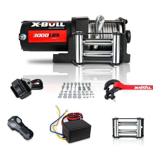 X-BULL Electric Winch 3000 LBS 12V Steel Cable ATV UTV Truck 4WD - X-BULL