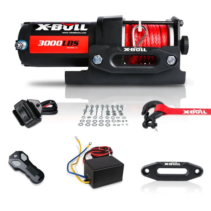X-BULL Electric Winch 3000 LBS 12V Synthetic Rope ATV UTV Boat Truck 4WD - X-BULL