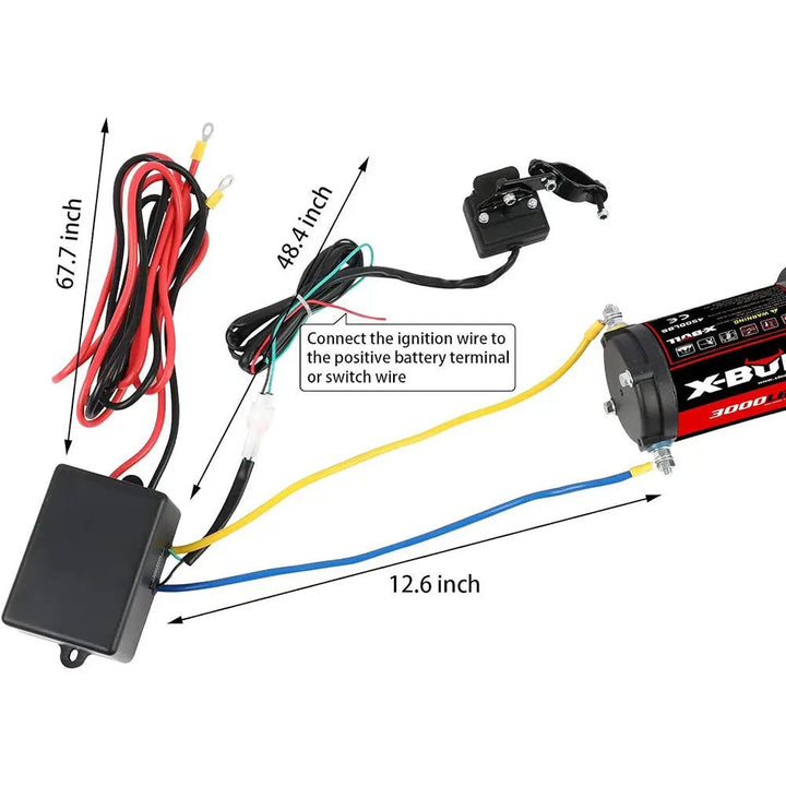 X-BULL Electric Winch 3000 LBS 12V Synthetic Rope ATV UTV Boat Truck 4WD - X-BULL