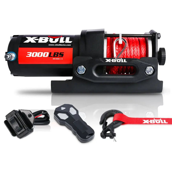 X-BULL Electric Winch 3000 LBS 12V Synthetic Rope ATV UTV Boat Truck 4WD - X-BULL