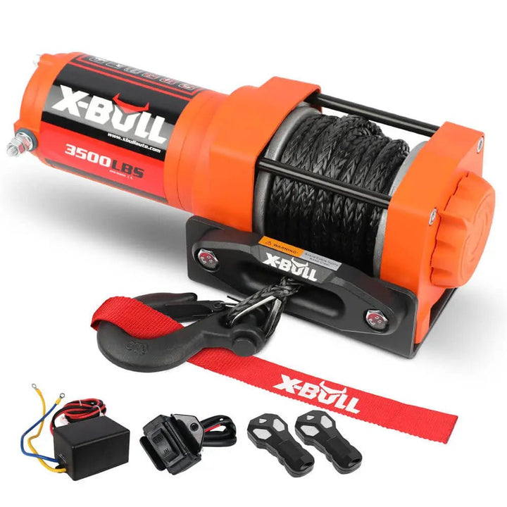 X-BULL Electric Winch 3500 LBS 12V Synthetic Rope ATV UTV Truck 4WD - X-BULL