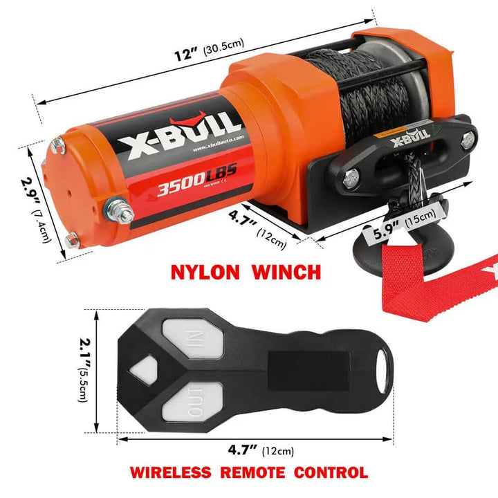 X - BULL Electric Winch 3500 LBS 12V Synthetic Rope ATV UTV Truck 4WD