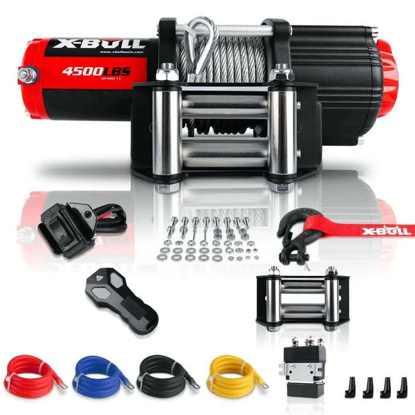 X-BULL Electric Winch 4500 LBS 12V Steel Cable ATV UTV Truck 4WD - X-BULL