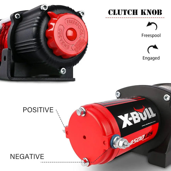 X-BULL Electric Winch 4500 LBS 12V Synthetic Rope ATV UTV Boat Truck 4WD - X-BULL