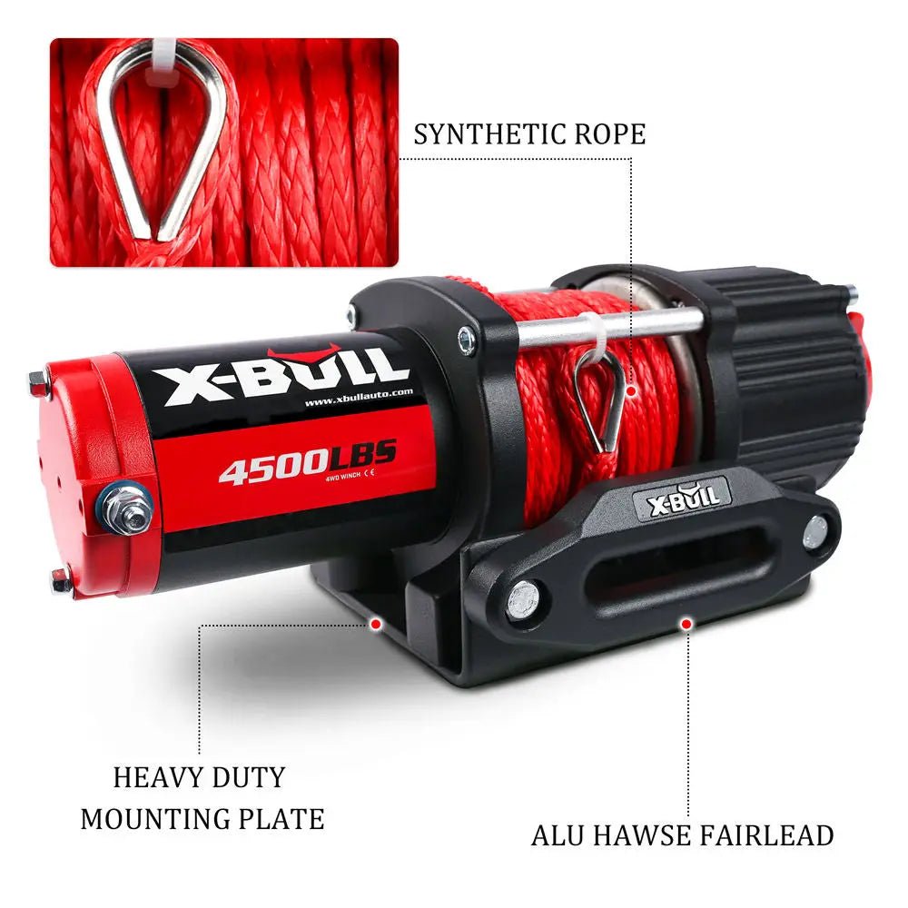 X-BULL Electric Winch 3500LBS, 12V Synthetic Rope, ATV UTV 4WD Truck, Power Battery Kit with Remote Accessories X-BULL Electric Winch 3500LBS, 12V Synthetic Rope, ATV UTV 4WD Truck, Power Battery Kit with Remote Accessories
