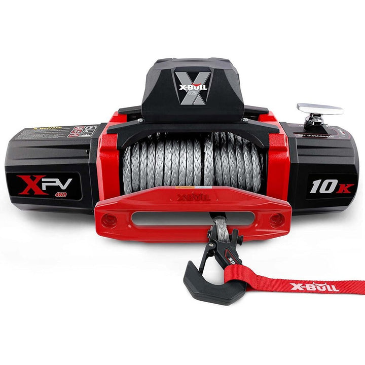 X - BULL Electric Winch XPV 10000 LBS 12V Synthetic Rope SUV Jeep Truck 4WD Grey