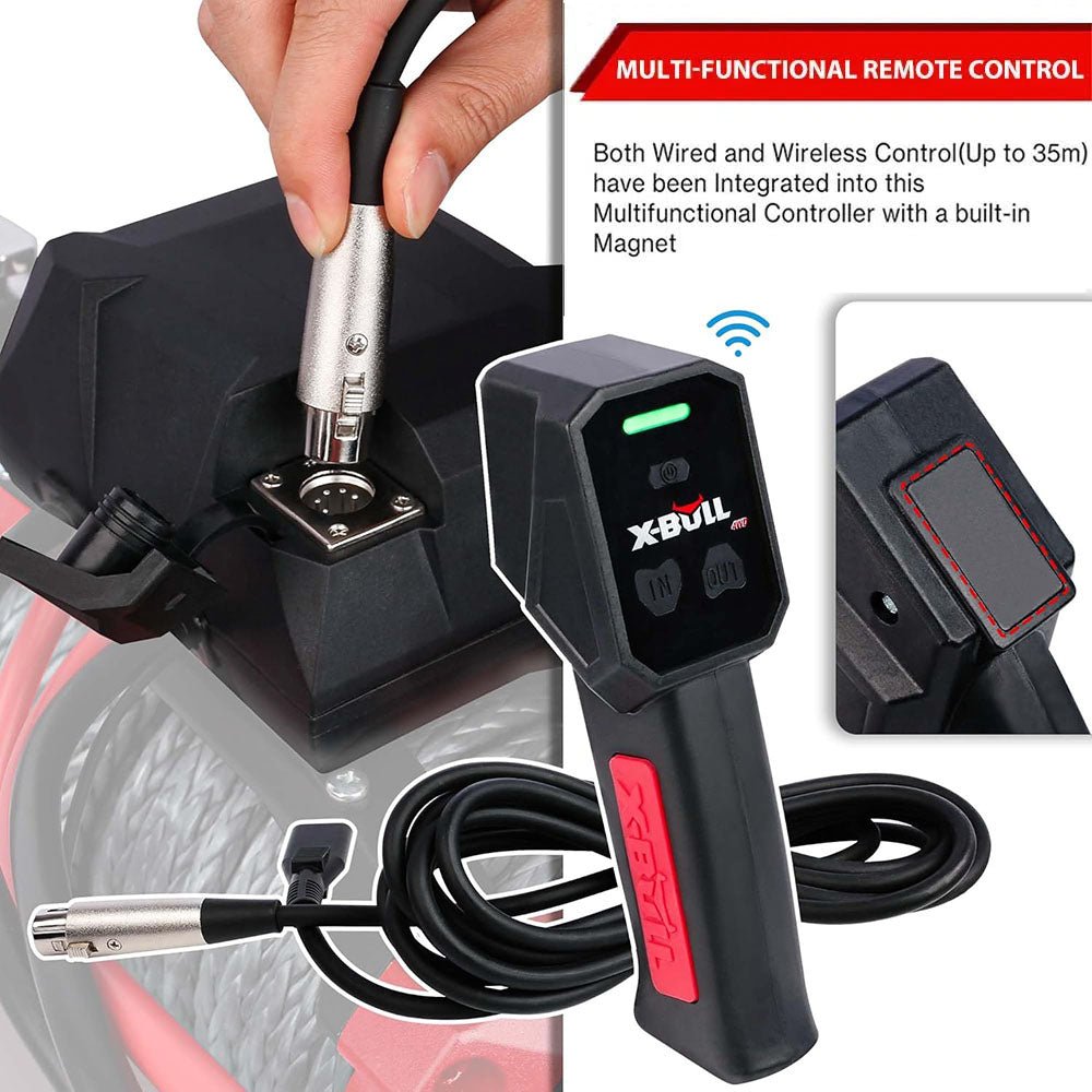X-BULL 12V Electric Winch 14500LBS synthetic rope with Recovery Tracks Gen2.0 Red main image 0
