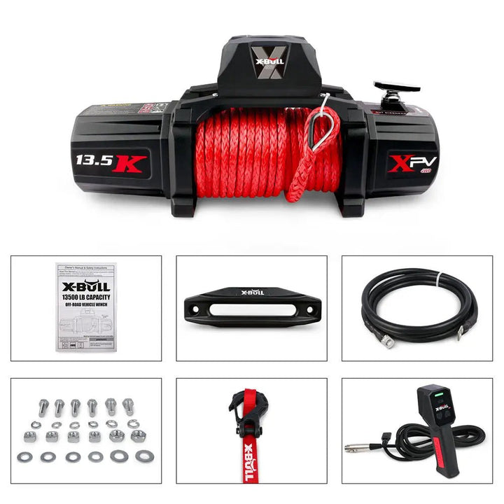 X-BULL Electric Winch XPV 13500 LBS 12V Synthetic Rope SUV Jeep Truck 4WD - X-BULL