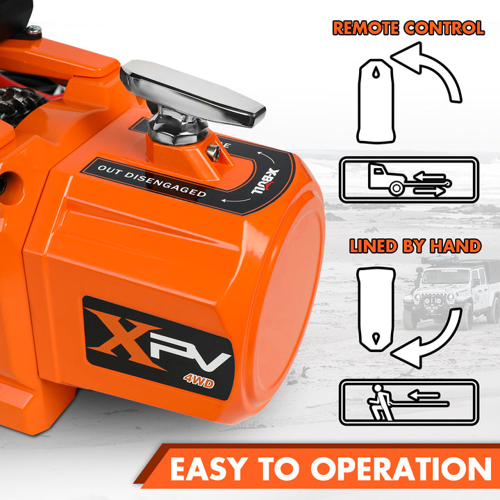 X - BULL Electric Winch XPV 14500 LBS 12V Synthetic Rope SUV Jeep Truck 4WD Orange