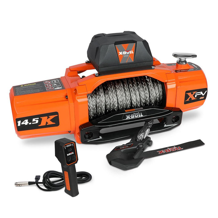 X - BULL Electric Winch XPV 14500 LBS 12V Synthetic Rope SUV Jeep Truck 4WD