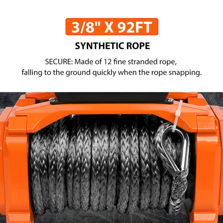 X - BULL Electric Winch XPV 14500 LBS 12V Synthetic Rope SUV Jeep Truck 4WD