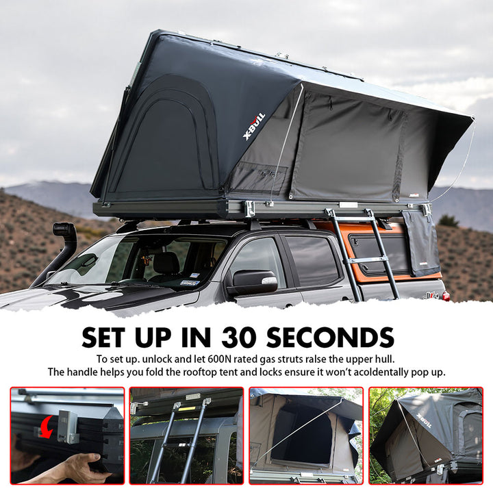 X-BULL Hard Shell Roof Top Tent with Ladder and Mattress