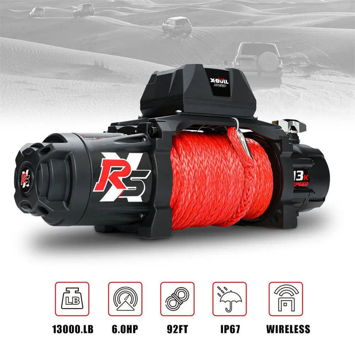 X-BULL High Speed Electric Winch XRS 13000 LBS 12V Synthetic Rope for SUV Jeep Truck 4WD - X-BULL