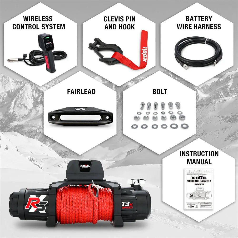 X-BULL High Speed Electric Winch XRS 13000 LBS 12V Synthetic
