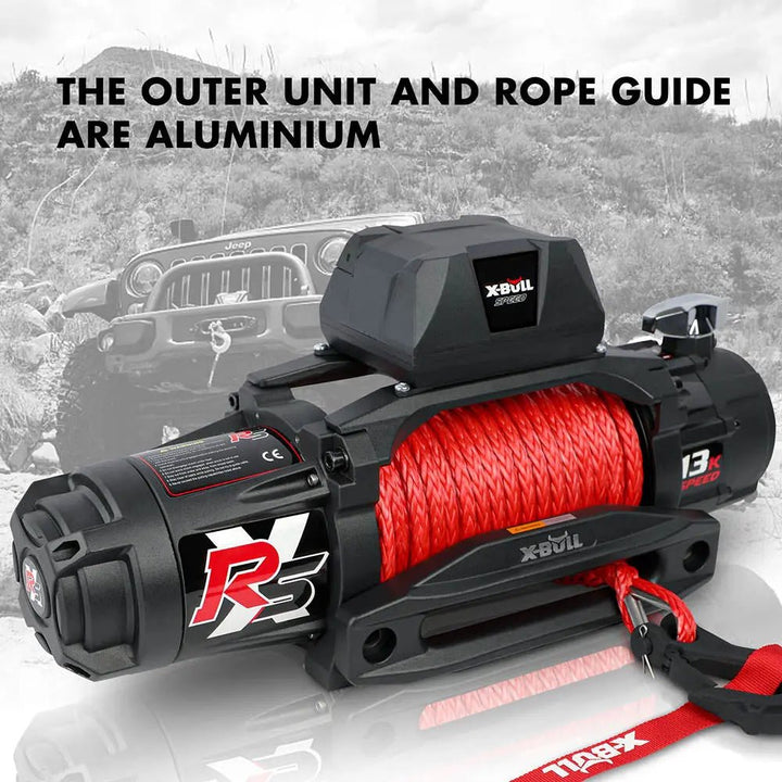 X-BULL High Speed Electric Winch XRS 13000 LBS 12V Synthetic Rope for SUV Jeep Truck 4WD - X-BULL