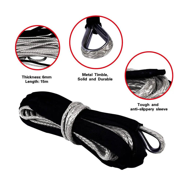 X - BULL Synthetic Winch Rope 1/4'' X 50ft 8000 - 10000 LBS