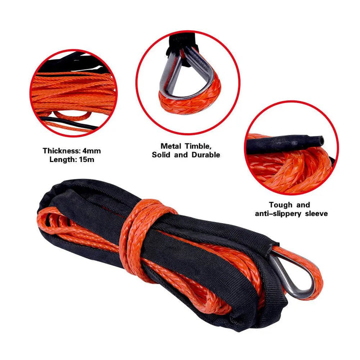 X-BULL Synthetic Winch Rope 1/6'' X 50ft 8000 LBS - X-BULL
