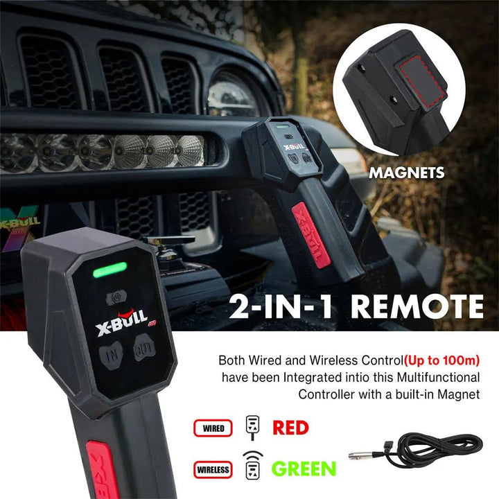 X-BULL Winch Control Box for XPV 10000/13500/14500 LBS with Multifuctional Remote Controls - X-BULL